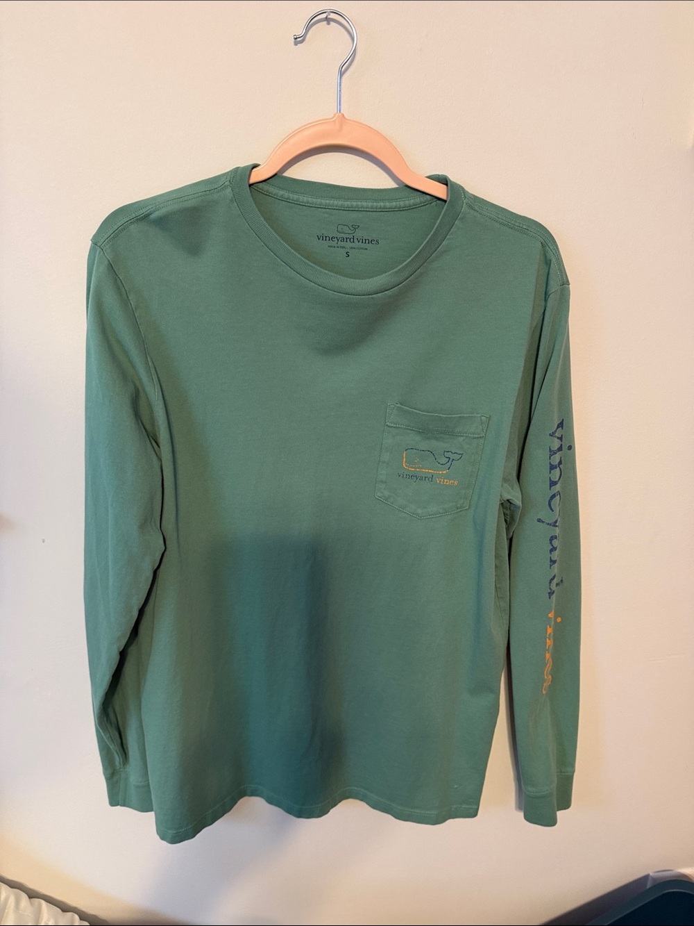 Vineyard Vines Men's Forest Green Long-Sleeve Pocket Tee